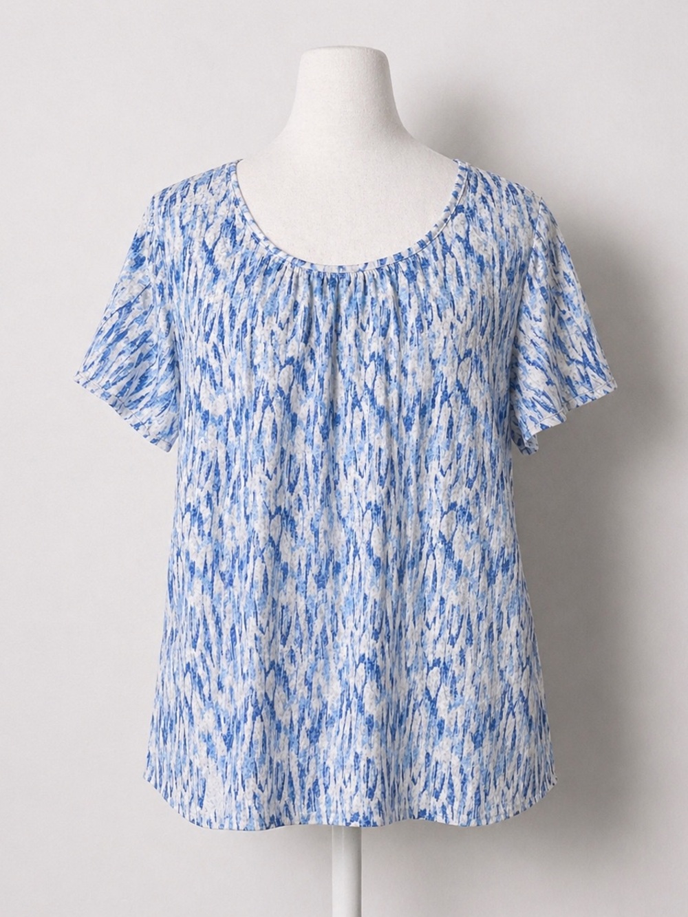 NEW Christopher Banks Tee Womens Large Blue White Cotton Burnout Lightweight NWT